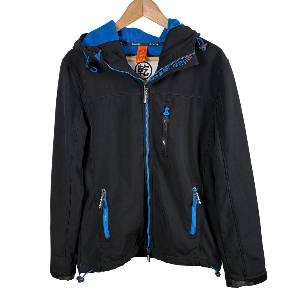 Superdry Original Windtrekker Japan Jacket Mens M Black Blue Soft Shell Gorpcore